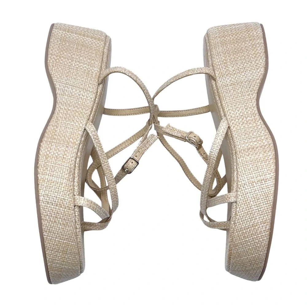 Abercrombie & Fitch Women's Platform Sandal Heels Woven Strappy‎ Sz 8.5 EUC